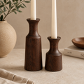 Smoked Oak Candlestick Duo